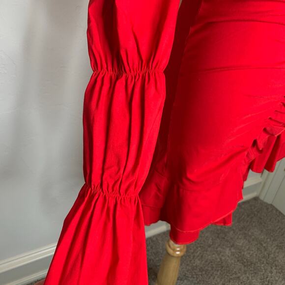 Pretty Little Things Ruched Front Bodycon Dress Sz 2 Red - Picture 13 of 13